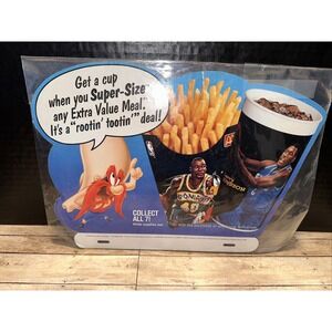 Vintage 1990's McDonalds Advertisement Register Sign NBA Yosemite Sam